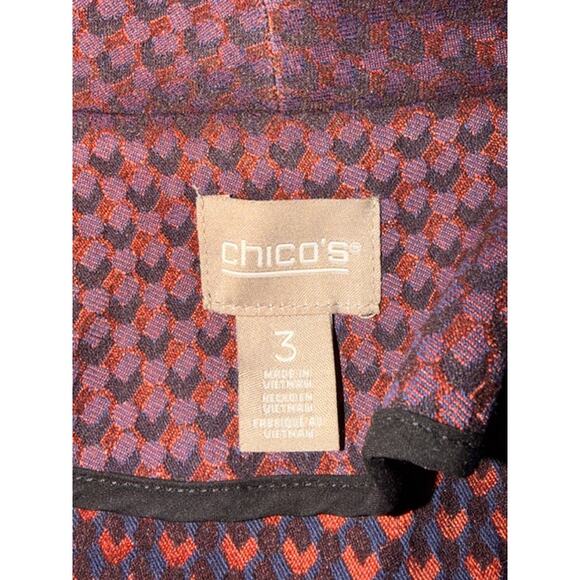 Chico’s Textured Knit Jacket Berry Red Purple Geometric Soft Stretch Size 3 - Picture 6 of 8